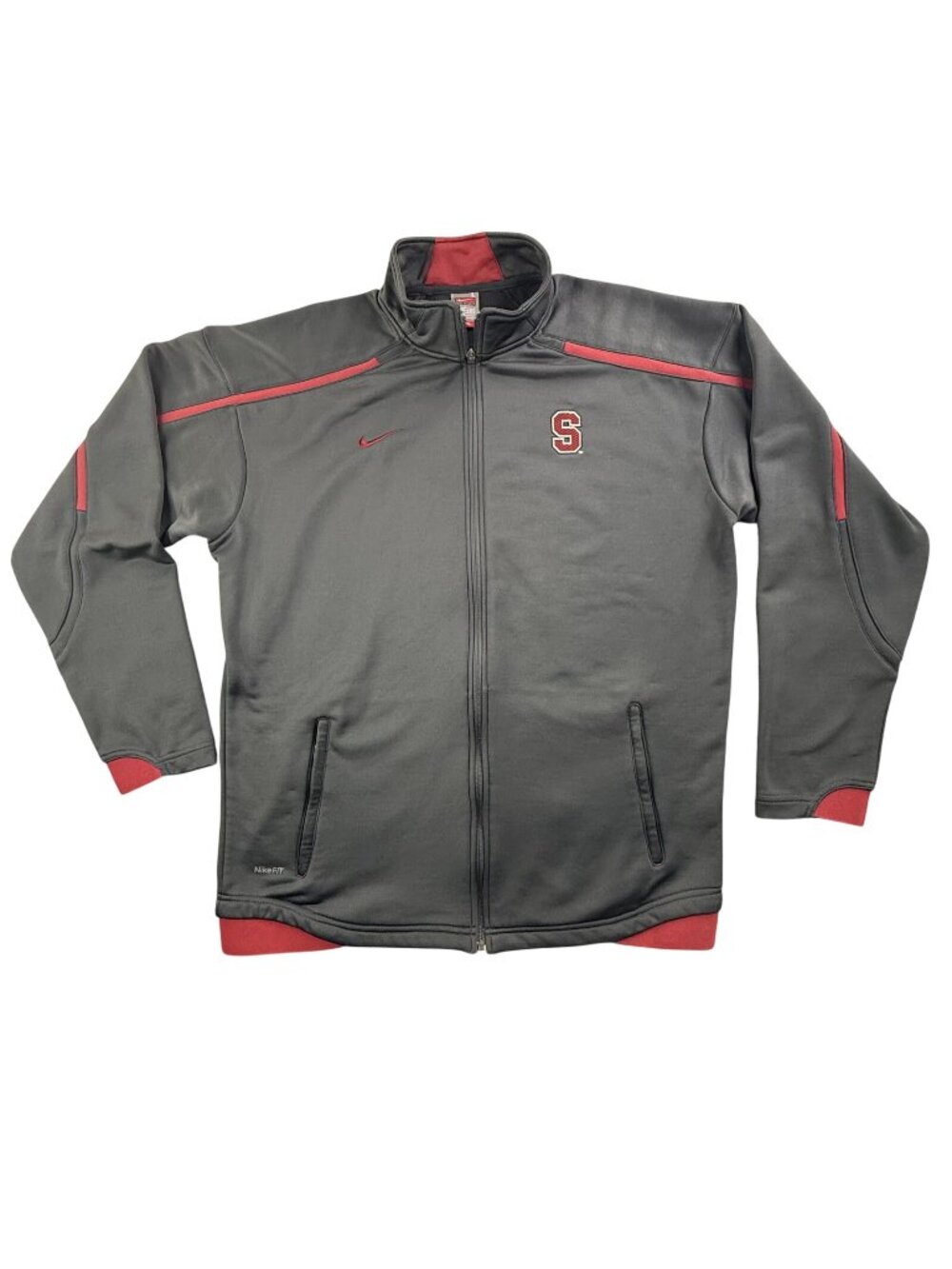 Stanford Cardinal Jacket Mens Large Gray NCAA Basketball Nike Full Zip Warm Up